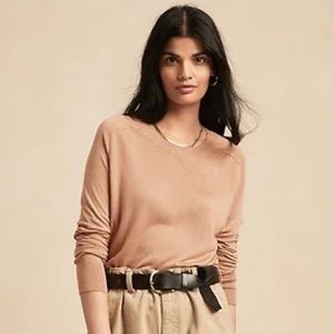 Banana Republic Silk Cotton Sweater Blouse in Blush